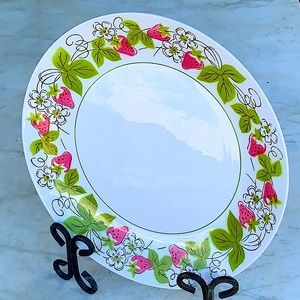MIKASA FOCUS-SHAPE CARLSBERRY MID CENTURY VINTAGE 12 IN PLATTER PINK GREEN JAPAN